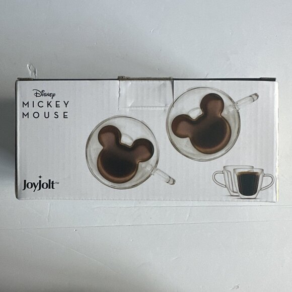Set of 2 Joy Jolt Walt Disney Mickey Mouse Double Wall Espresso Cups Mugs NIB - Picture 3 of 5